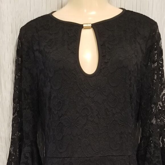 Vfshow Womens Floral Lace Keyhole Front Ruffle Bell Sleeve Formal Evening Large - Picture 10 of 14